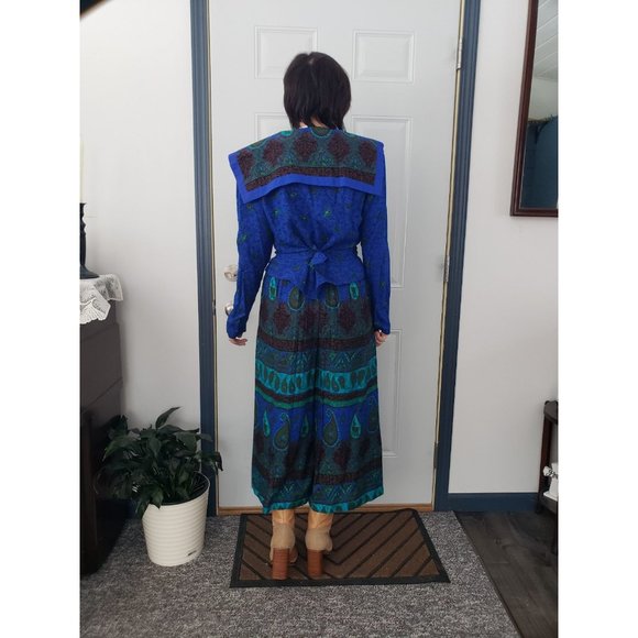70s/80s Blue and Green Paisley Pants Set - Picture 3 of 6